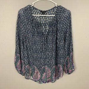 Lucky Brand Paisley Print Peasant Top